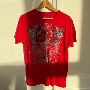 Red Graphic T-Shirt with Eagle Design